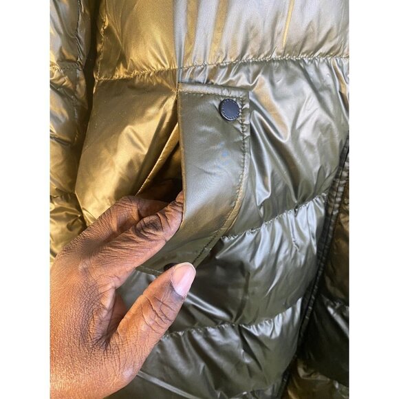 French Connection Hooded Puffer Coat Black Front Zip & Snap Pockets Size Large - Picture 5 of 9